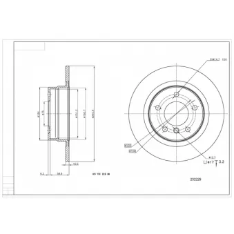 HART 232 229 - Disque de frein arrière