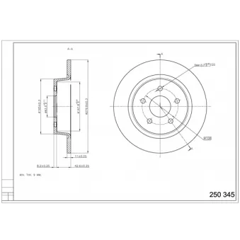 HART 250 345 - Disque de frein arrière