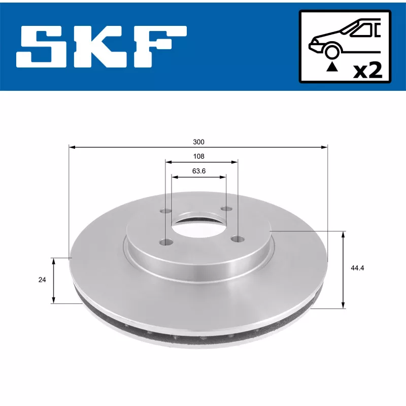 Jeu de 2 disques de frein avant SKF VKBD 80334 V2 - Visuel 1