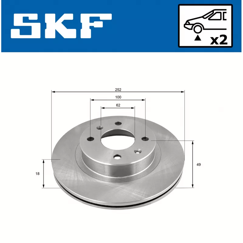 Jeu de 2 disques de frein avant SKF VKBD 80397 V2 - Visuel 1