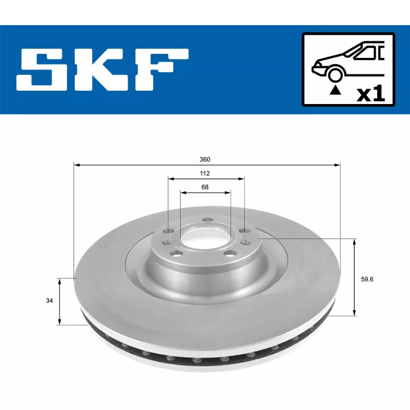 Jeu de 2 disques de frein avant SKF VKBD 80418 V1 - Visuel 1
