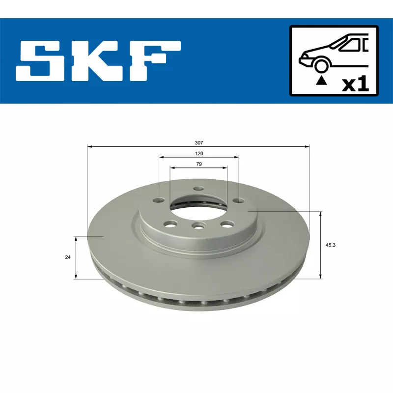 Jeu de 2 disques de frein avant SKF VKBD 80459 V1 - Visuel 1