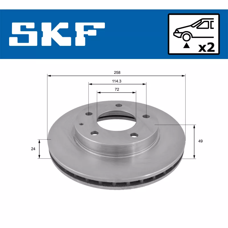 Jeu de 2 disques de frein avant SKF VKBD 80518 V2 - Visuel 1