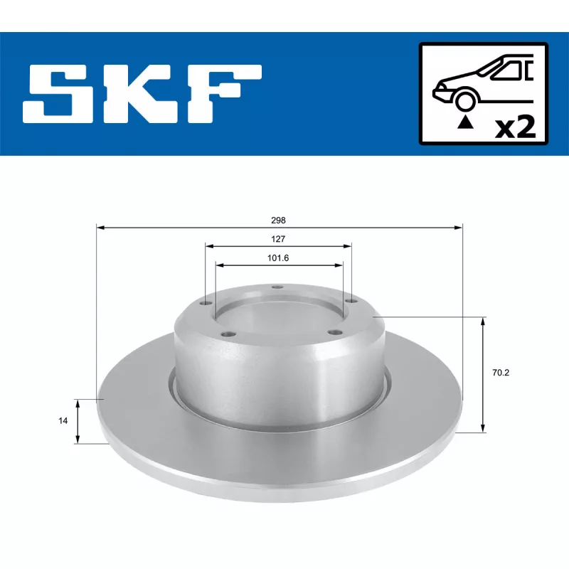 Jeu de 2 disques de frein avant SKF VKBD 80570 S2 - Visuel 1