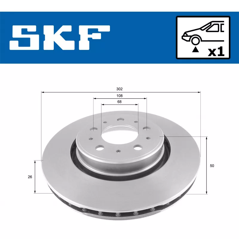 Jeu de 2 disques de frein avant SKF VKBD 80629 V1 - Visuel 1