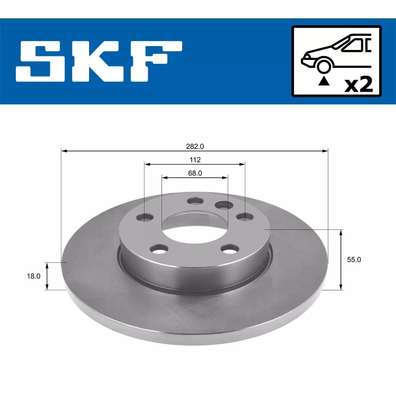 Jeu de 2 disques de frein avant SKF VKBD 80681 S2 - Visuel 1
