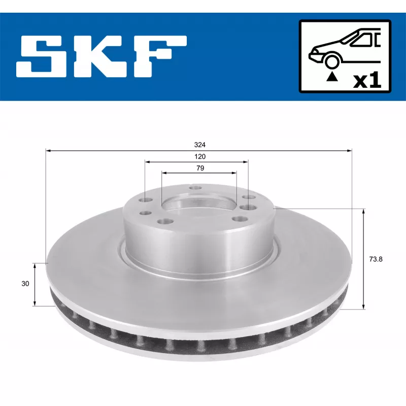 Jeu de 2 disques de frein avant SKF VKBD 80697 V1 - Visuel 1