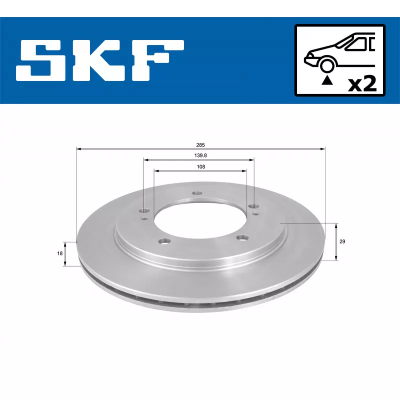 Jeu de 2 disques de frein avant SKF VKBD 80813 V2 - Visuel 1
