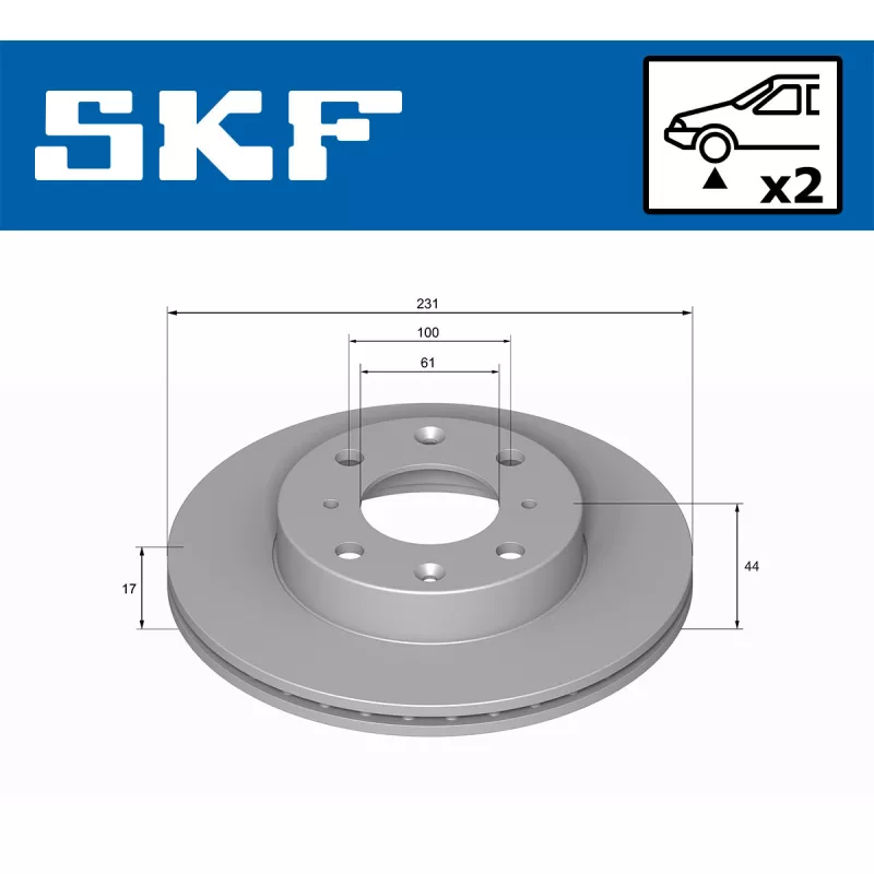 Jeu de 2 disques de frein avant SKF VKBD 80878 V2 - Visuel 1