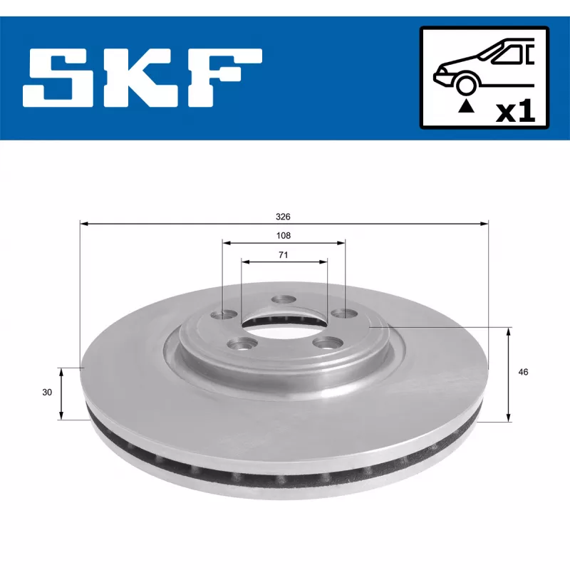 Jeu de 2 disques de frein avant SKF VKBD 81093 V1 - Visuel 1