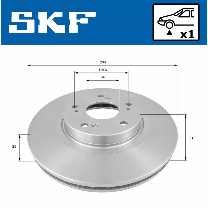 Jeu de 2 disques de frein avant SKF VKBD 81106 V1 - Visuel 1