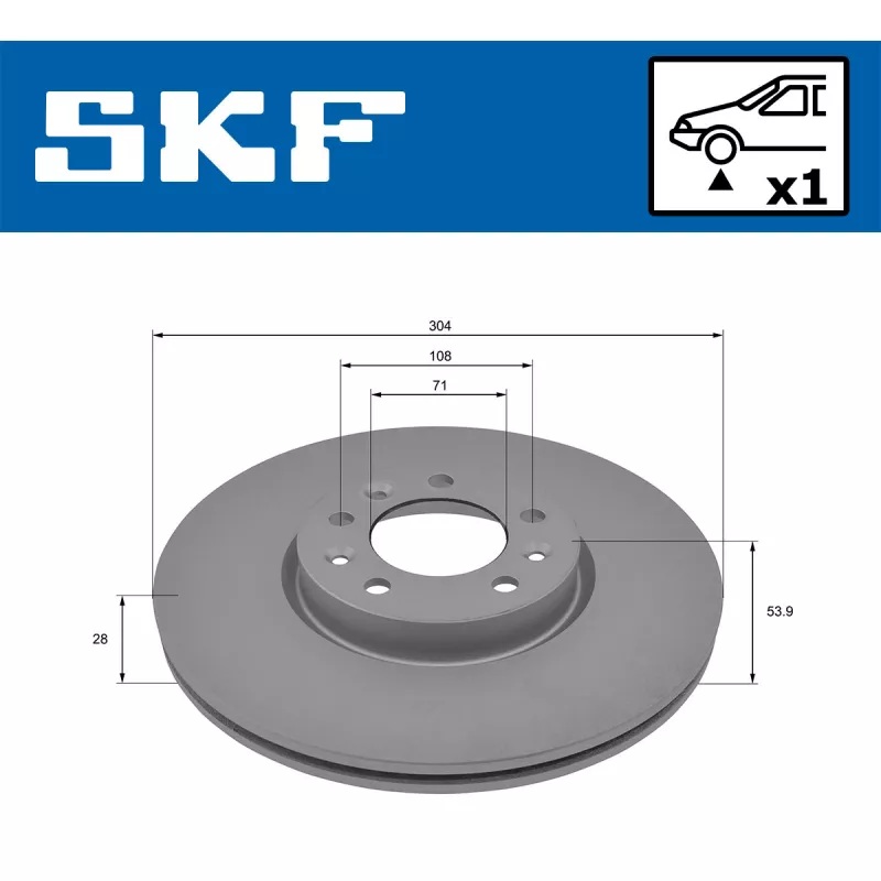 Jeu de 2 disques de frein avant SKF VKBD 81299 V1 - Visuel 1