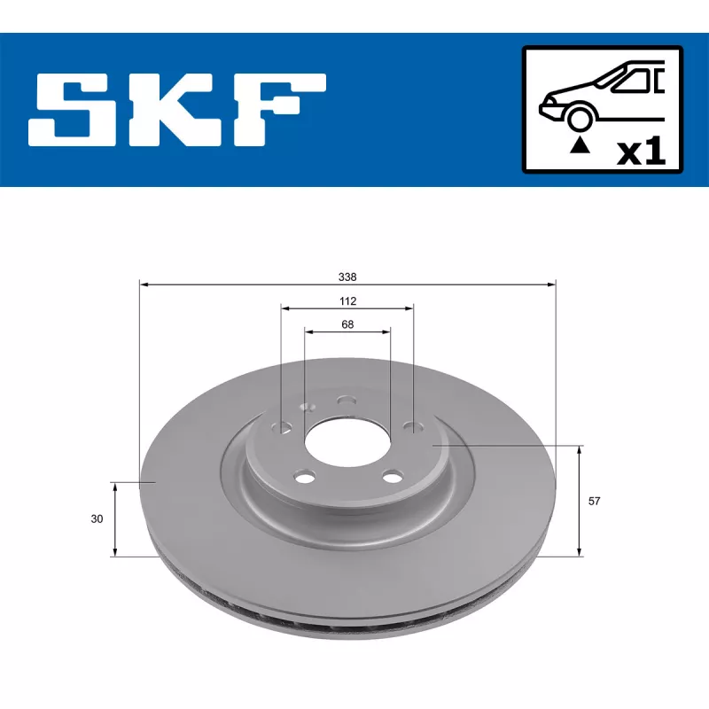 Jeu de 2 disques de frein avant SKF VKBD 81338 V1 - Visuel 1