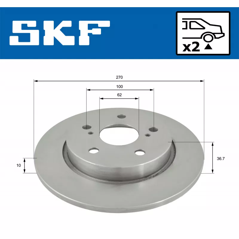 Jeu de 2 disques de frein arrière SKF VKBD 90330 S2 - Visuel 1