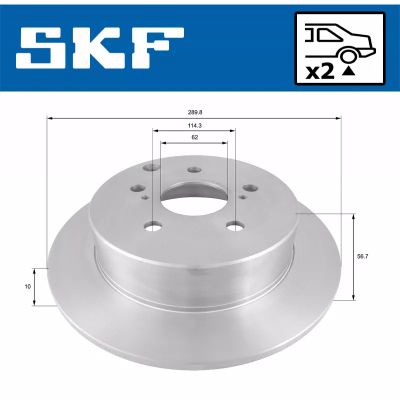 Jeu de 2 disques de frein arrière SKF VKBD 90391 S2 - Visuel 1