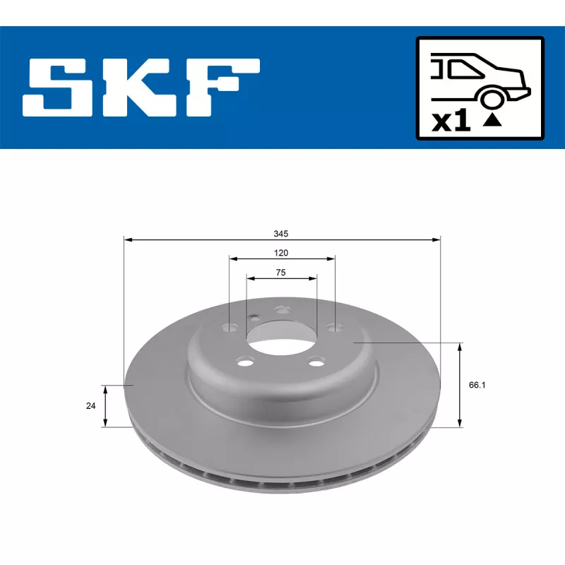 Jeu de 2 disques de frein arrière SKF VKBD 90456 V1 - Visuel 1