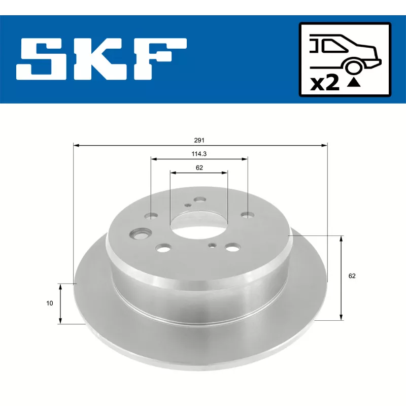Jeu de 2 disques de frein arrière SKF VKBD 90601 S2 - Visuel 1