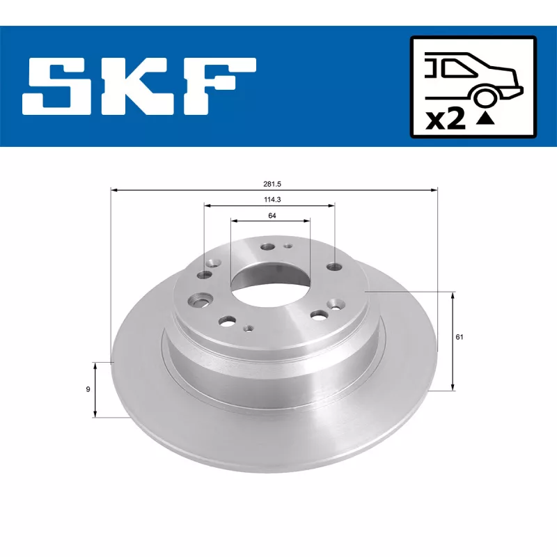 Jeu de 2 disques de frein arrière SKF VKBD 90621 S2 - Visuel 1