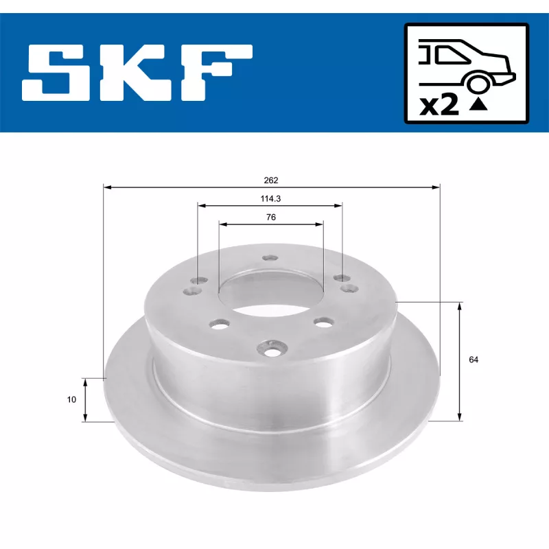 Jeu de 2 disques de frein arrière SKF VKBD 90678 S2 - Visuel 1