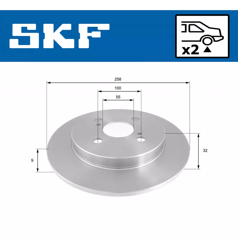 Jeu de 2 disques de frein arrière SKF VKBD 90903 S2 - Visuel 1