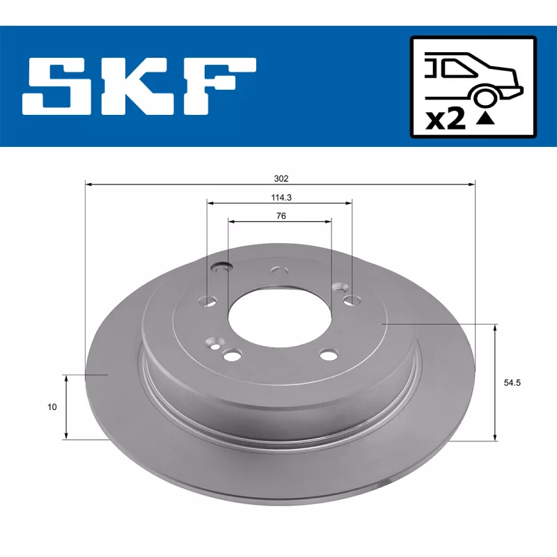 Jeu de 2 disques de frein arrière SKF VKBD 91304 S2 - Visuel 1