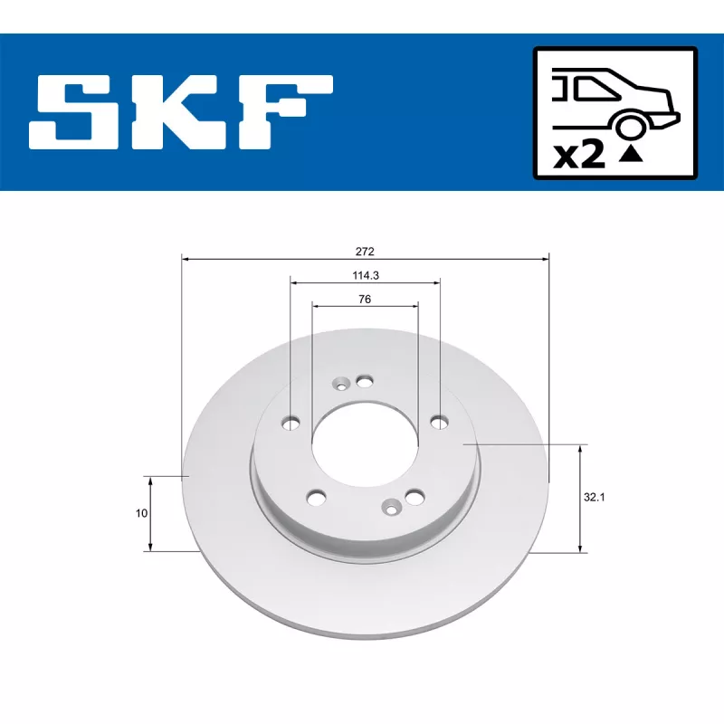 Jeu de 2 disques de frein arrière SKF VKBD 91320 S2 - Visuel 1
