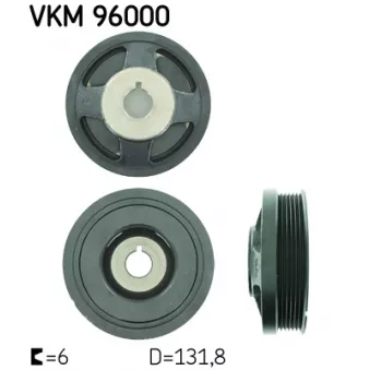 Poulie, vilebrequin SKF VKM 96000 pour CHEVROLET AVEO 1.4 - 101cv