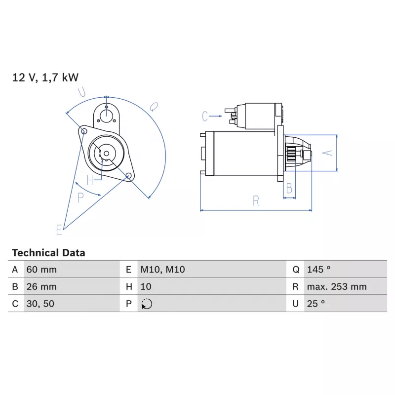 Démarreur BOSCH 0 986 017 890 - Visuel 1