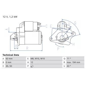 Démarreur BOSCH OEM M0T93381