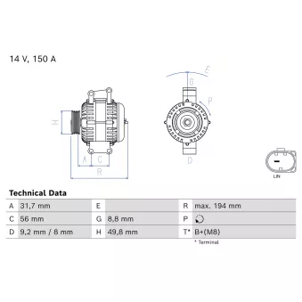 Alternateur BOSCH OEM 0141541102