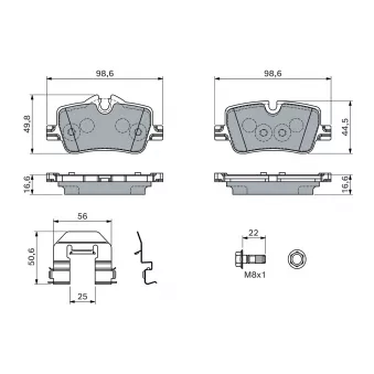 Jeu de 4 plaquettes de frein arrière BOSCH OEM 34208844393