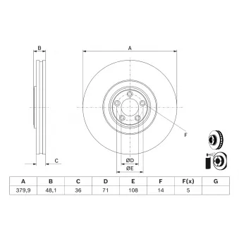 Disque de frein arrière BOSCH OEM T2R5940