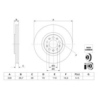 Disque de frein arrière BOSCH OEM 52155731