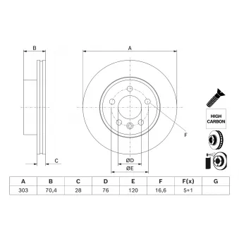 Disque de frein arrière BOSCH OEM 2N0615301D