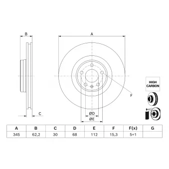 Disque de frein arrière BOSCH OEM 4G0615301AB