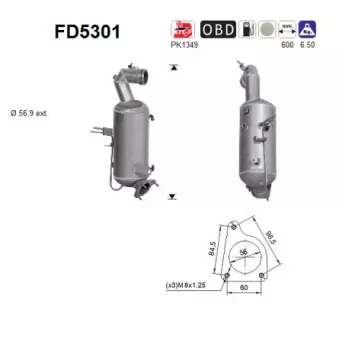 AS FD5301 - Filtre à particules / à suie, échappement