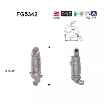 Filtre à particules / à suie, échappement AS [FG5342]