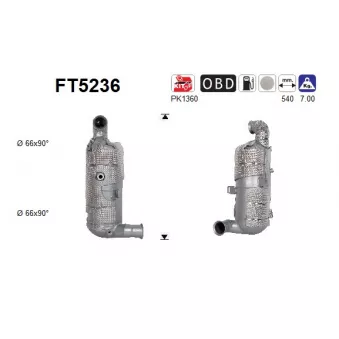 Filtre à particules / à suie, échappement AS OEM 1623561880