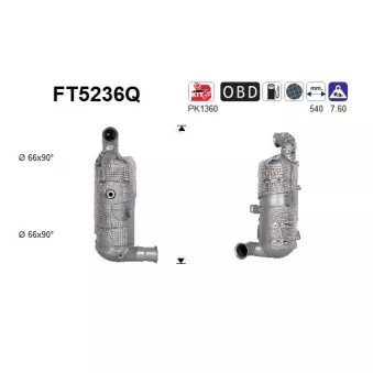 AS FT5236Q - Filtre à particules / à suie, échappement