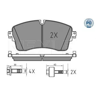 Jeu de 4 plaquettes de frein avant MEYLE OEM LR091308