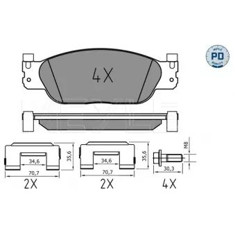 Jeu de 4 plaquettes de frein avant MEYLE OEM XR813324