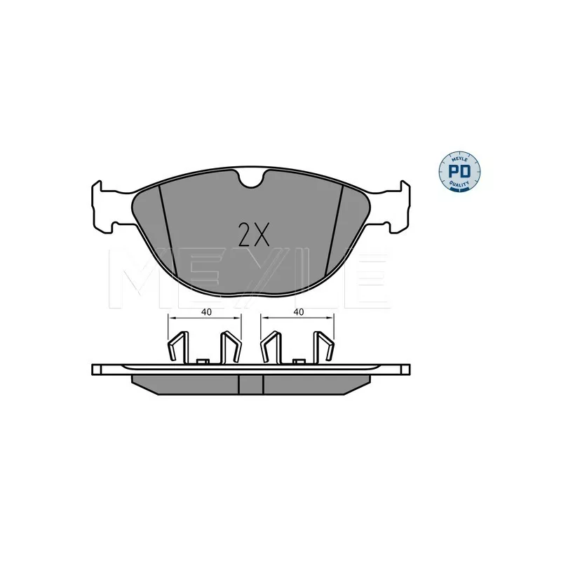 Jeu de 4 plaquettes de frein avant MEYLE 025 238 9518/PD - Visuel 1