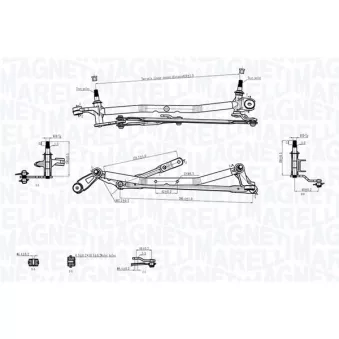 Tringlerie d'essuie-glace MAGNETI MARELLI 085570736010 pour RENAULT MEGANE 1.5 DCI - 82cv