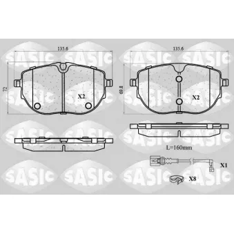 Jeu de 4 plaquettes de frein avant SASIC 6210125