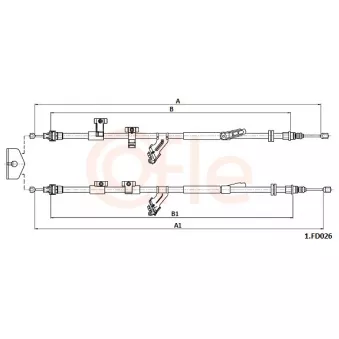 Tirette à câble, frein de stationnement COFLE 92.1.FD026 pour FORD KUGA 2.0 TDCi - 120cv