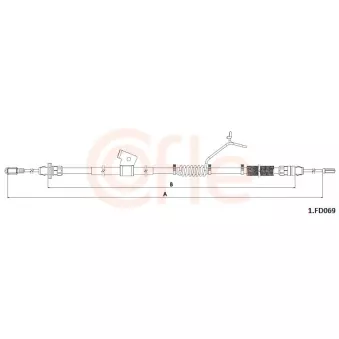 Tirette à câble, frein de stationnement arrière gauche COFLE 92.1.FD069 pour FORD TRANSIT CUSTOM 2.0 TDCi - 105cv
