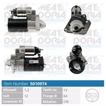 Démarreur MEAT & DORIA 5010974 pour AUDI COUPE 1.5 DCI - 110cv