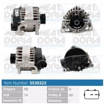 Alternateur MEAT & DORIA 5530323 pour FORD FIESTA 1.8 DI - 75cv