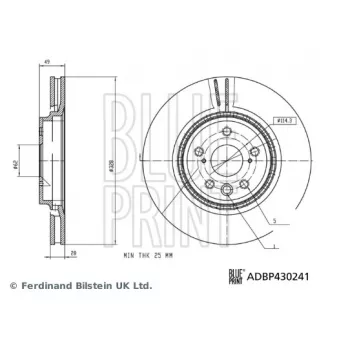 BLUE PRINT ADBP430241 - Disque de frein arrière