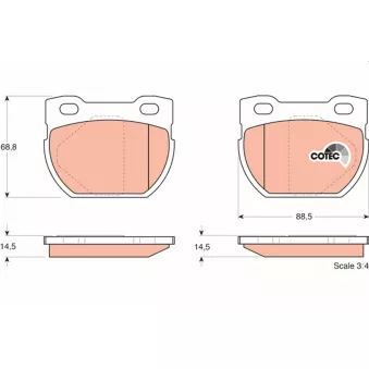 Jeu de 4 plaquettes de frein arrière TRW OEM SFP000280